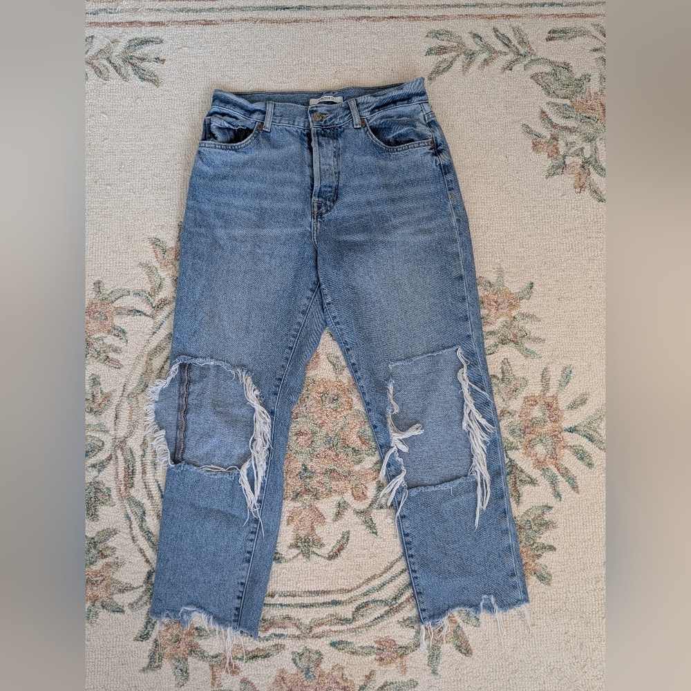 SOLD Forever 21 Ripped Straight Leg Jeans - Blue